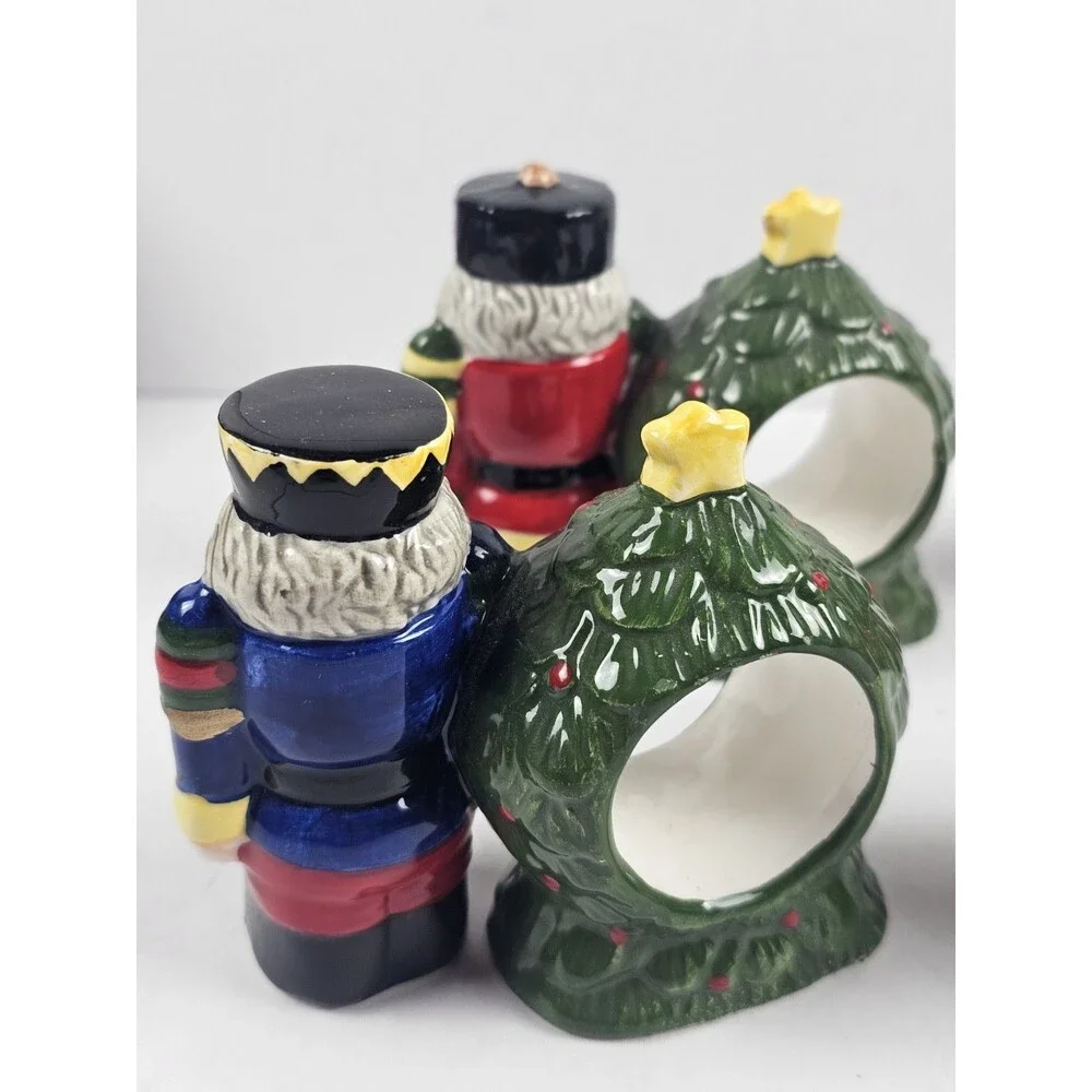 Block Spal Whimsy Christmas Holiday Nutcracker Napkin Rings Holders Set Of 4
